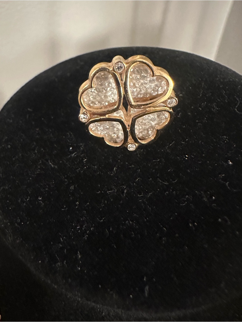 Rose gold-Tone Crystal Clover Heart Ring - Women Jewelry